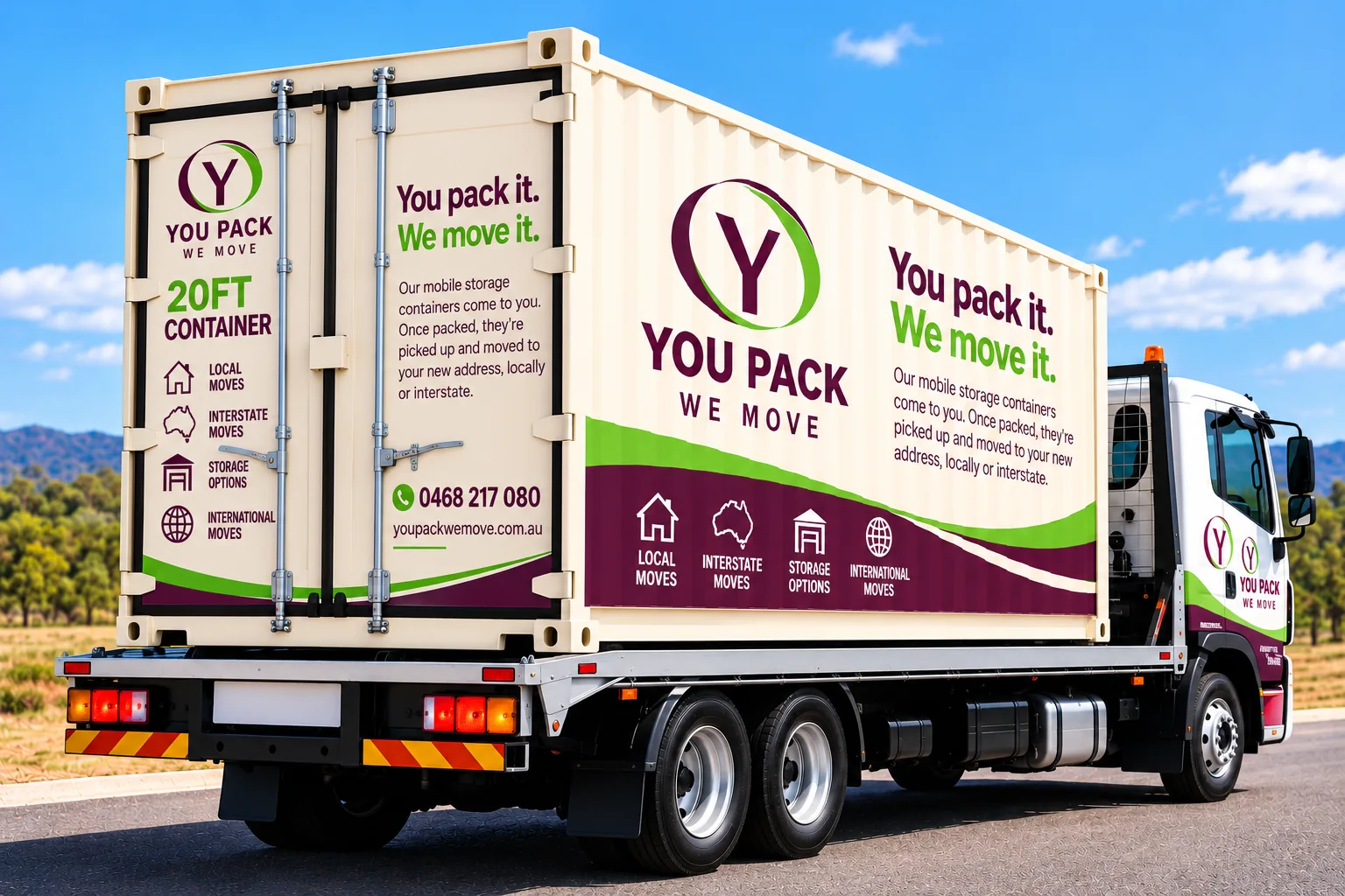20 ft You Pack We Move container on a truck